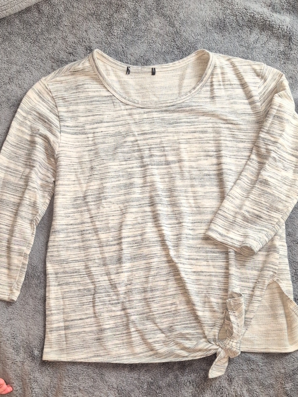 Light Cream Striped Tie-Hem Women's Top